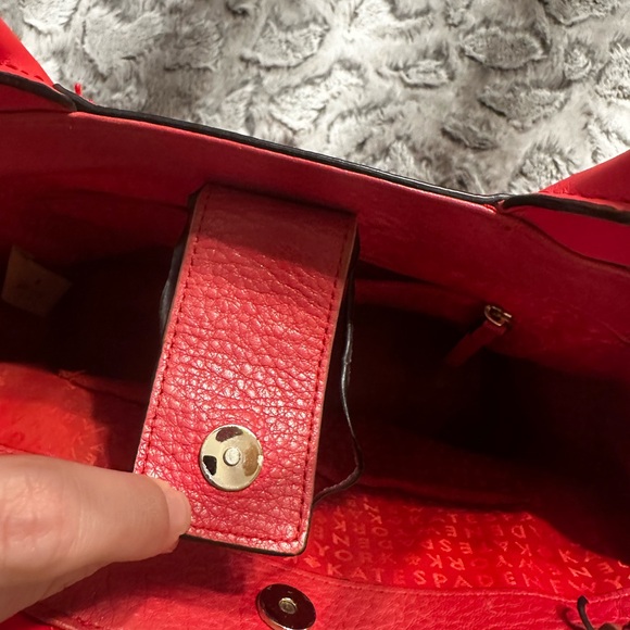 Kate Spade Red Satchel with Woven Design. USED condition. See pictures. - Picture 5 of 6